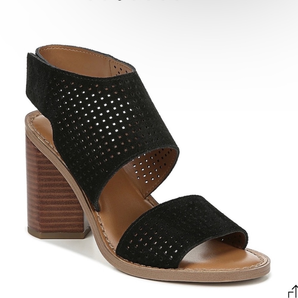 Sophia Milano 🆕 Leather Sandals Block Heels Strappy Shoes Italian Strap 7 7.5